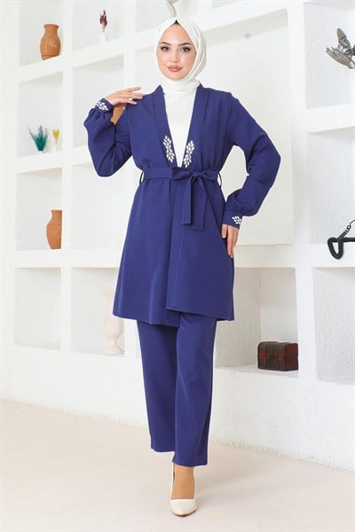 Taş Detaylı Takım İndigo 19203