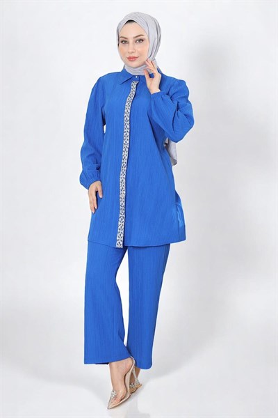 Taş Detaylı Takım Mavi 19195
