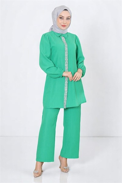 Taş Detaylı Takım Yeşil 19195