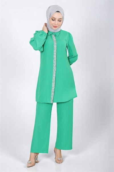 Taş Detaylı Takım Yeşil 19195
