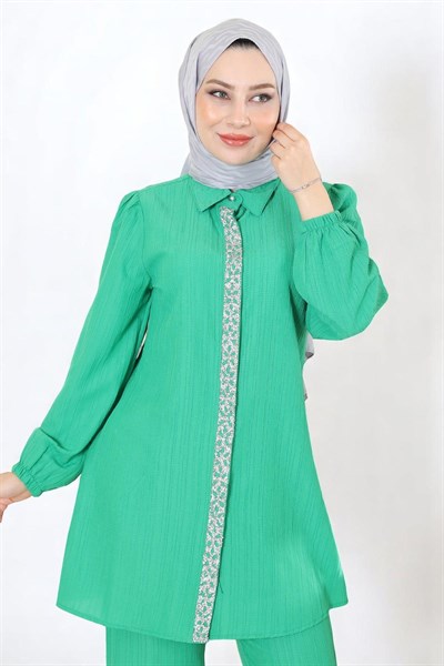 Taş Detaylı Takım Yeşil 19195
