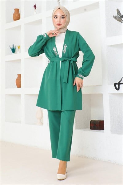 Taş Detaylı Takım Zümrüt 19203