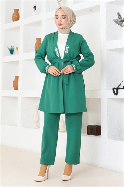 Taş Detaylı Takım Zümrüt 19203