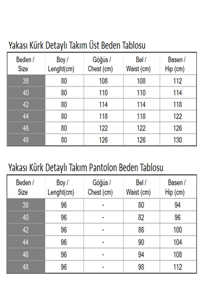 Yakası Kürk Detaylı Takım Siyah 19385