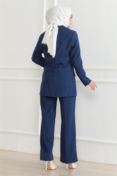 Yelekli Üçlü Takım İndigo 19222