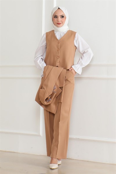 Yelekli Üçlü Takım Taba 19222