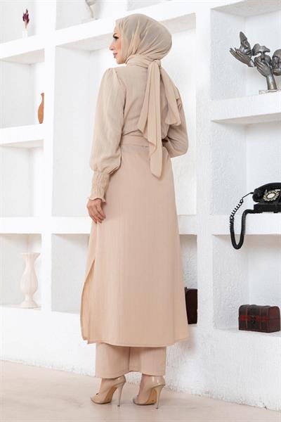 Yırtmaç Detaylı Takım Bej MSW19233-4