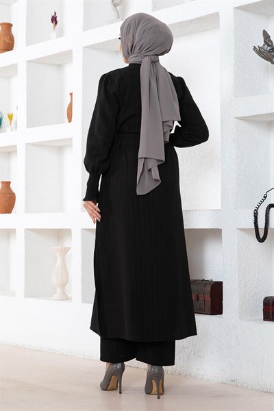 Yırtmaç Detaylı Takım Siyah 19233