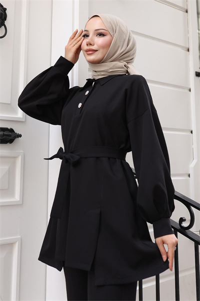 Yırtmaçlı Takım Siyah MSV19129