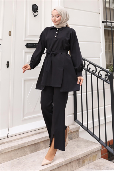 Yırtmaçlı Takım Siyah MSV19129