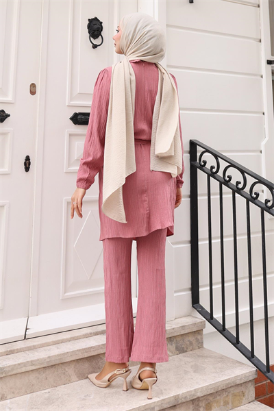 Zincir Detaylı Takım Gül Kurusu MSV19140