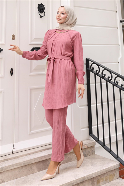 Zincir Detaylı Takım Gül Kurusu MSV19140