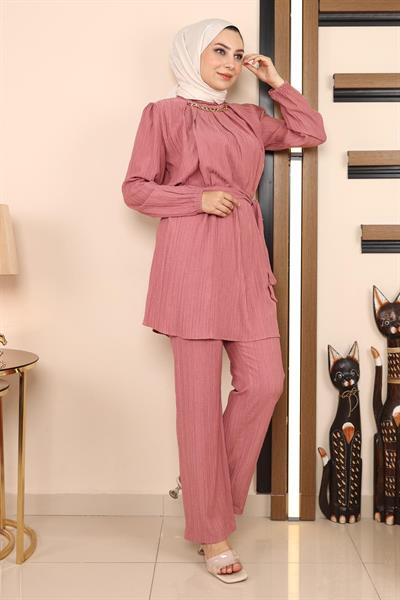 Zincir Detaylı Takım Gül Kurusu MSW19140-2