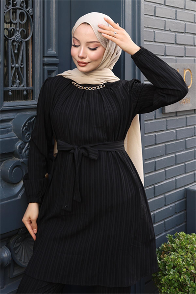 Zincir Detaylı Takım Siyah MSV19140