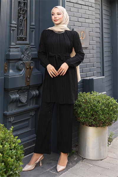 Zincir Detaylı Takım Siyah MSV19140