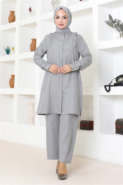 Fırfır Detaylı Takım Gri MSW19224