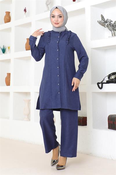 Fırfır Detaylı Takım İndigo MSW19224
