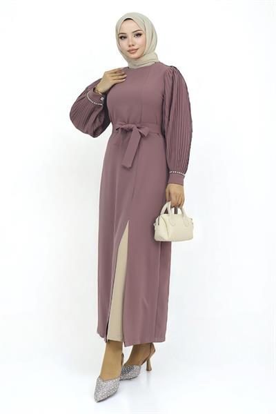 Piliseli Yırtmaçlı Takım Gül Kurusu MSW19239