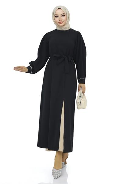 Piliseli Yırtmaçlı Takım Siyah MSW19239