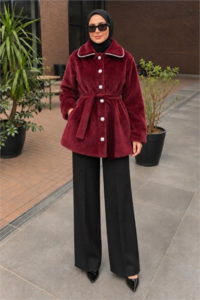 Vela Fox Kemerli Kaban Bordo 3009