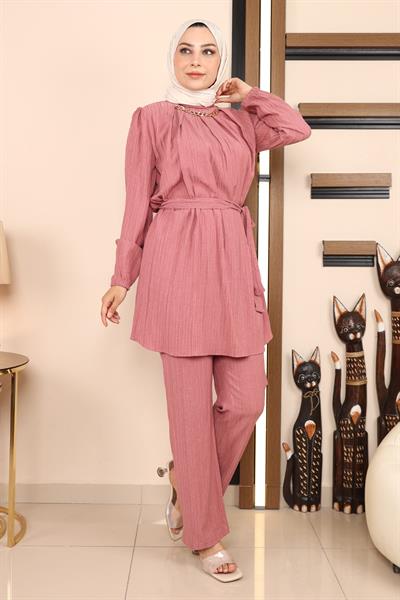 Zincir Detaylı Takım Gül Kurusu MSW19140