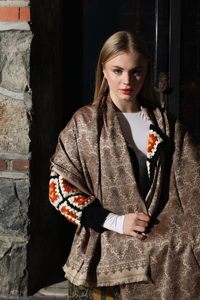 Karanfil Bej Kahve Şal