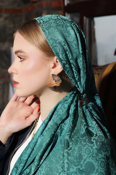 Karanfil Koyu Yeşil Şal