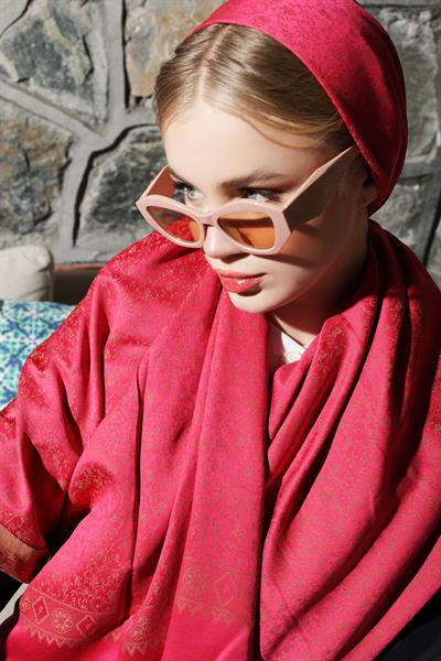 Sarmaşık Fuşya Sarı Şal