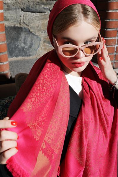 Sarmaşık Fuşya Sarı Şal