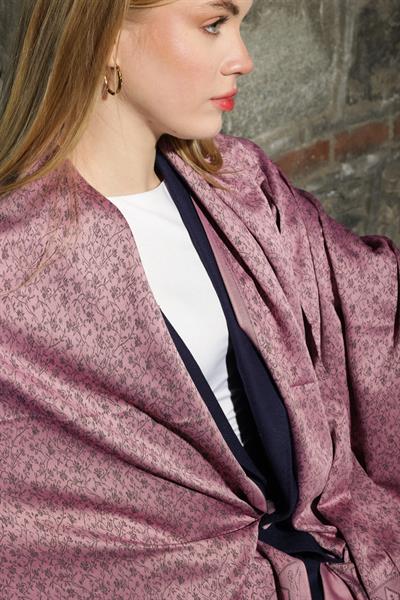 Sarmaşık Pembe Siyah Şal