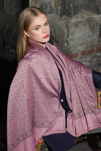 Sarmaşık Pembe Siyah Şal