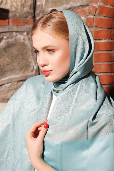 Sarmaşık Turkuaz Gold Şal