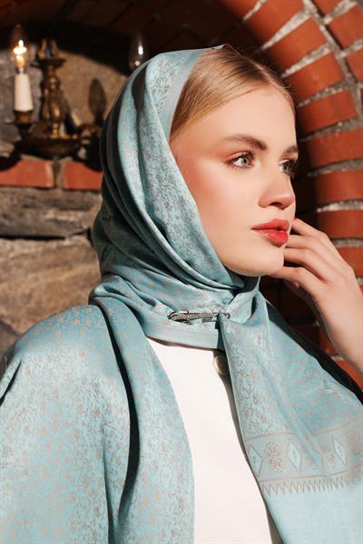 Sarmaşık Turkuaz Gold Şal