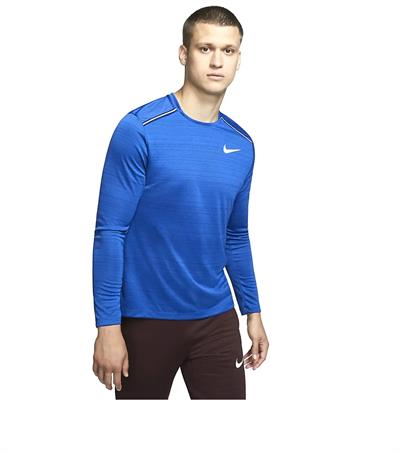 Nike Dry Miler Top Ls Erkek Mavi Koşu Uzun Kollu Tişört 