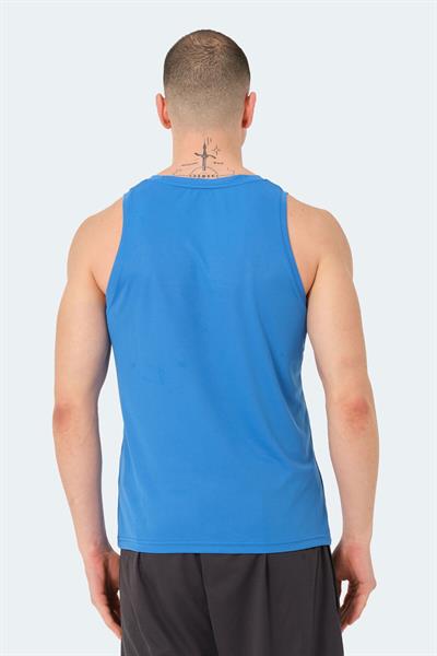 Slazenger RAIS Erkek Kolsuz Saks Mavi Tişört