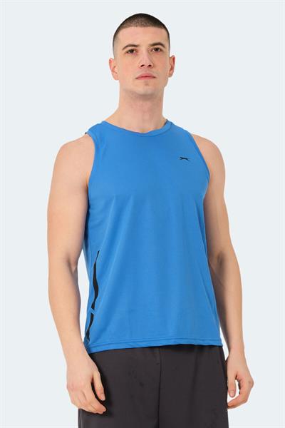 Slazenger RAIS Erkek Kolsuz Saks Mavi Tişört