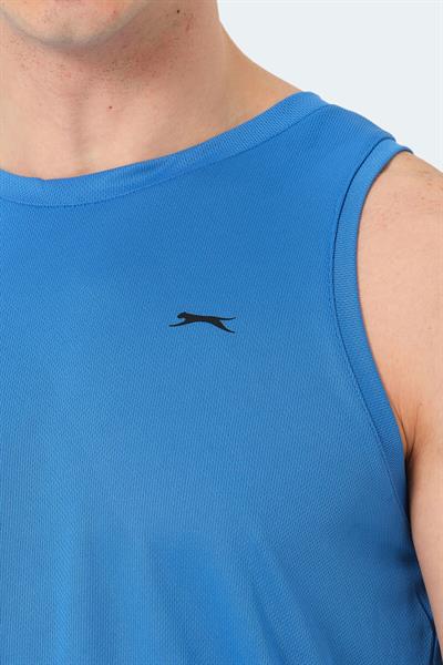 Slazenger RAIS Erkek Kolsuz Saks Mavi Tişört