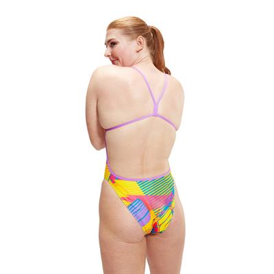 Speedo Allover Digital Vback Rally Rumble Kadın Yüzücü Mayosu