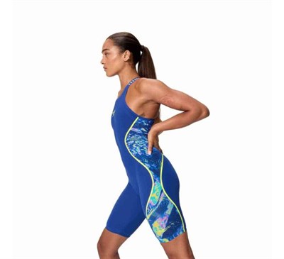 Speedo Fastskin LZR Pure Intent 2.0 Açık Sırtlı Diz Üstü Lacivert/Mavi/Sarı