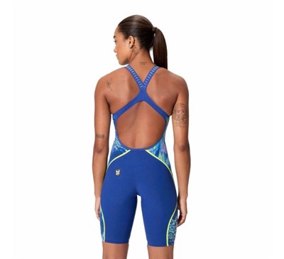 Speedo Fastskin LZR Pure Intent 2.0 Açık Sırtlı Diz Üstü Lacivert/Mavi/Sarı