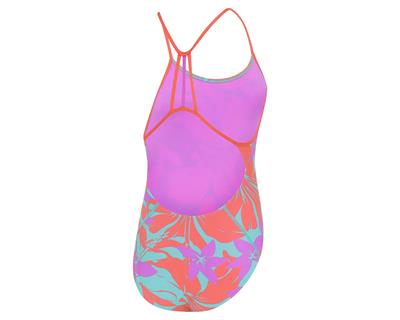 Speedo Girls Allover Lane Line Back Swimsuit Yüzücü Mayosu