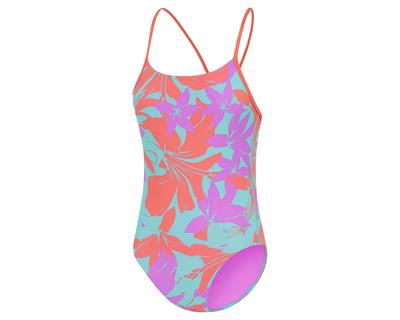 Speedo Girls Allover Lane Line Back Swimsuit Yüzücü Mayosu