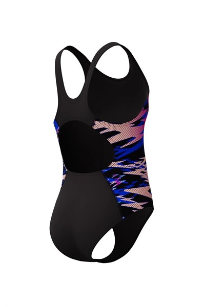 Speedo Girls Hyperboom Splice Muscleback Swimsuit Black/Pink Kız Çocuk Mayosu