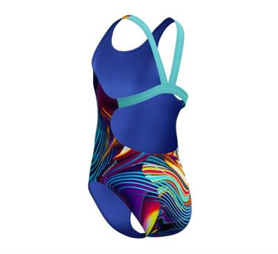 Speedo Kız Dijital Allover Leaderback Yüzücü Mayosu