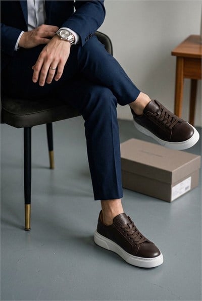 Cem Pekşen Makras Tommy 777 Kahve İçi Dışı Deri Günlük Sneaker