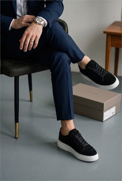 Cem Pekşen Makras Tommy 777 Siyah Süet İçi Dışı Deri Günlük Sneaker