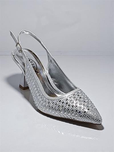 Cem Pekşen Vollex 80 Gümüş Taşlı Kadın Topuklu Ayakkabı