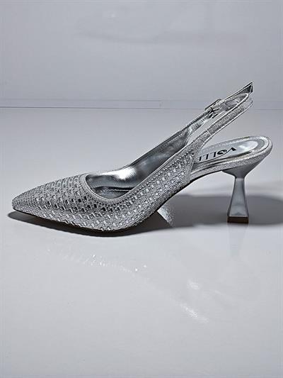 Cem Pekşen Vollex 80 Gümüş Taşlı Kadın Topuklu Ayakkabı