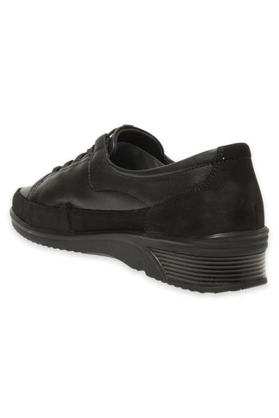 Forelli BETY 48201-G Siyah Kadın Deri Comfort Ayakkabı