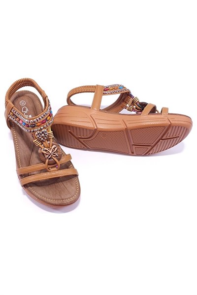 Guja 25Y154-2 CY Camel Kadın Yazlık Deri Sandalet